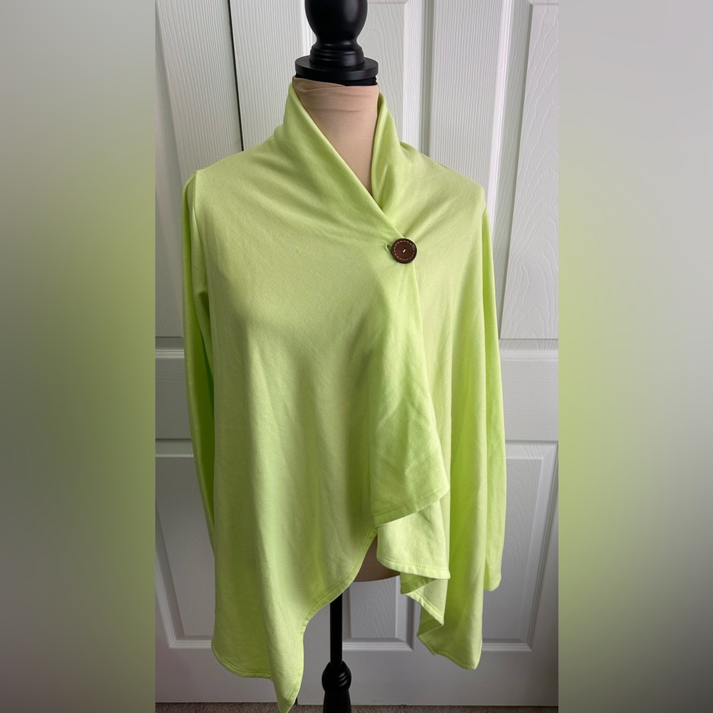Bobeau Lime Green Women's Sweater with Button Detail